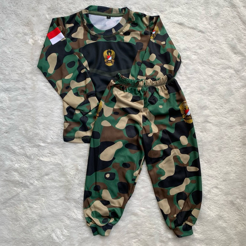 SETELAN JERSEY ANAK PANJANG MOTIF LORENG KKO / SETELAN JERSEY ANAK TENTARA LORENG ARMY KIDS UNISEX