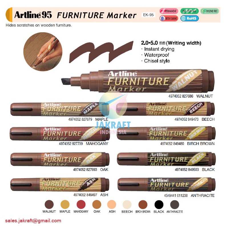 

CUCIGUDANG 1 Pcs Spidol Permanen Motif Kayu ARTLINE Permanent Wooden Furniture Marker EK95 Anti Air