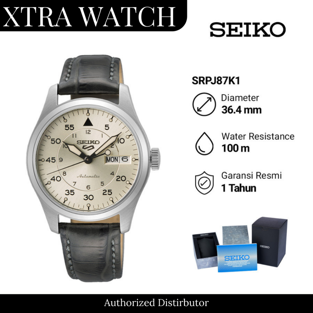 Jam Tangan Pria Seiko SRPJ87K1 Luminious Flieger Suits Calfskin Automatic Original - Tali Kulit - Ga