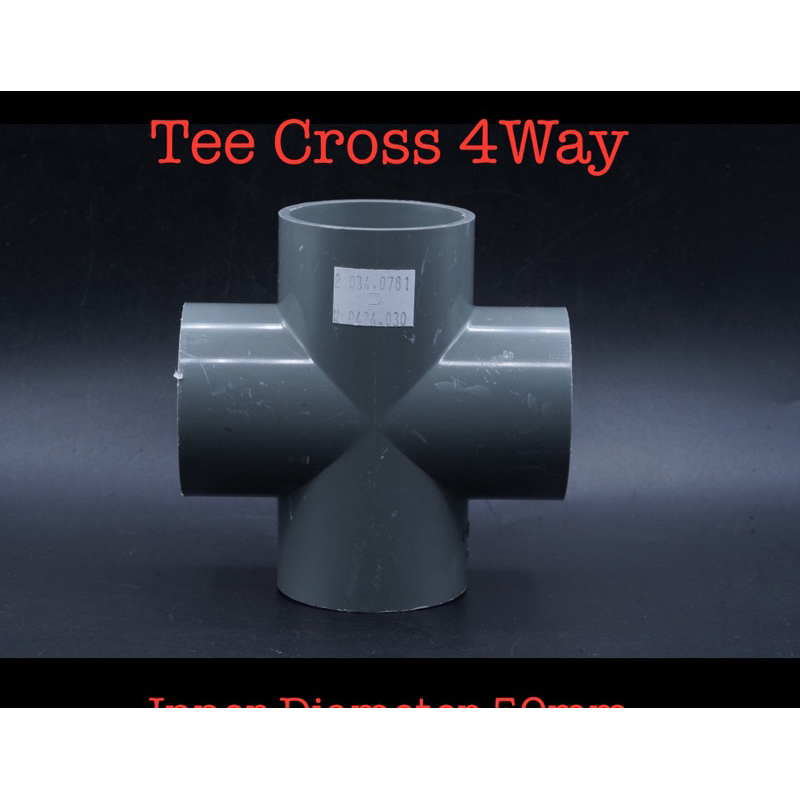 Fitting 4 Arah Way Tee T Cross Grey Inner Diameter 50mm 50 mm for Pipa PVC 1-3/4 inch Hidroponik Kon