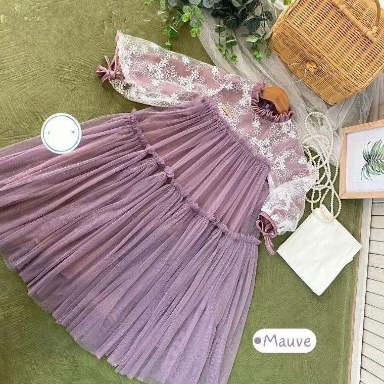 KODE G27F Hanania kids dress anak usia 37 tahun Tanpa hijabbahan velvet mix tile manik cantik  Gaun 