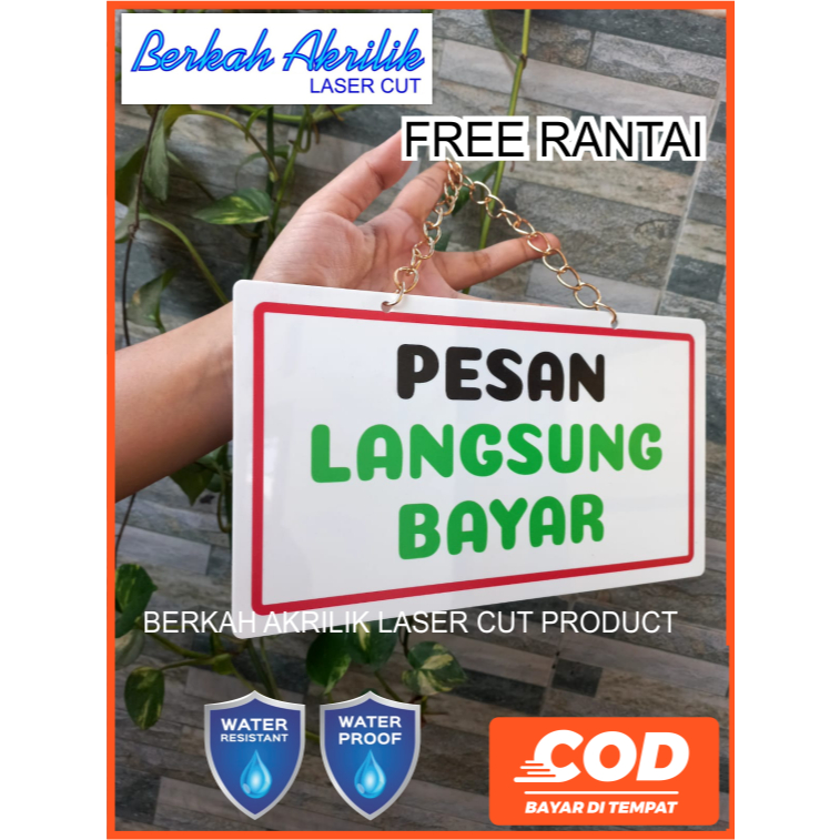 pesan langsung bayar bahana acrylic free rantai
