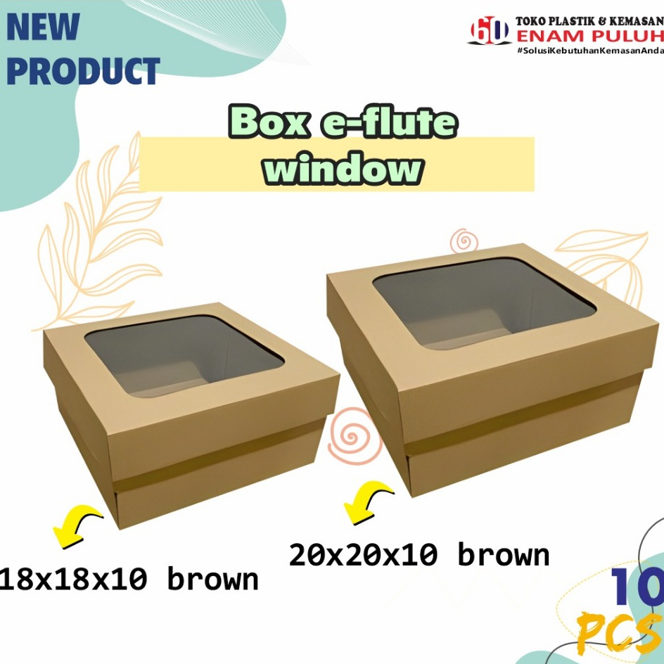 

kotak kardus tebal box e flute window corrugated brown packing isi 10 pcs 18x18x10 & 20x20x10 hampers