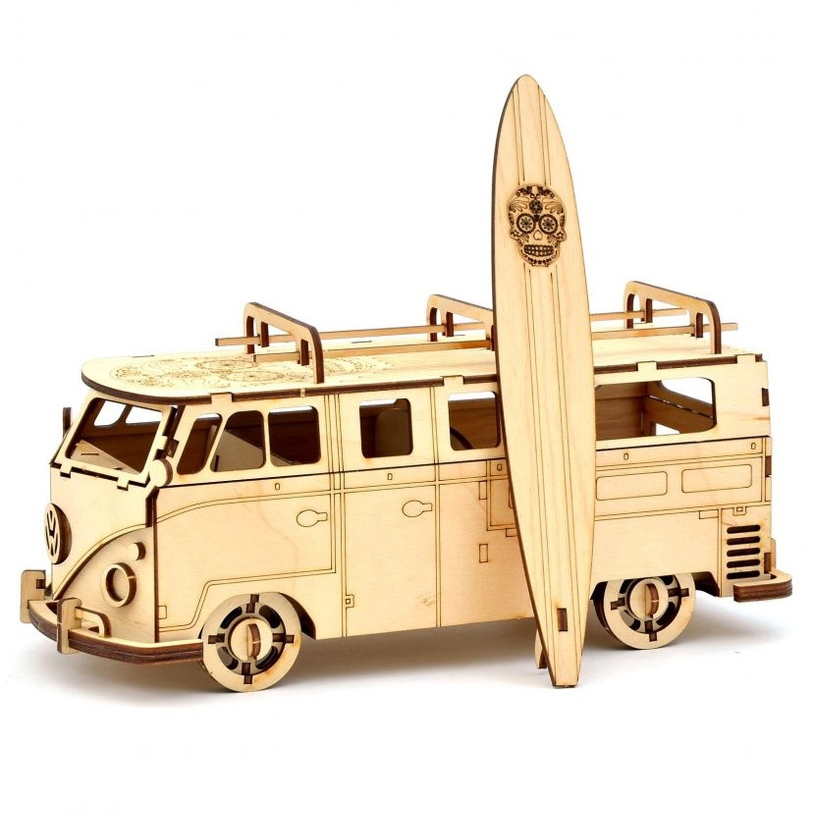 3D puzzle VW Combi / miniatur mobil VW combi kayu