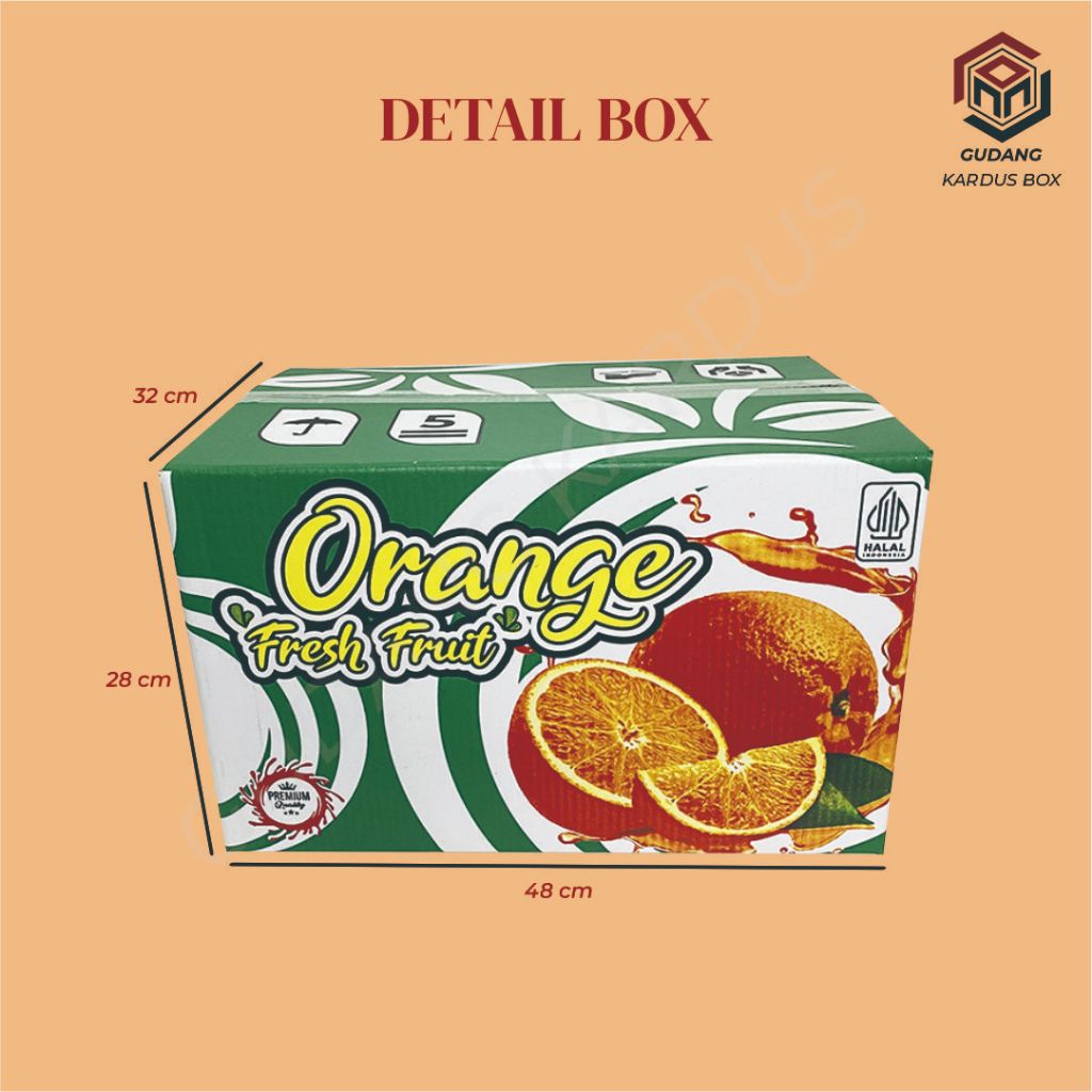 

BOX BUAH JERUK 20KG - UK. 48 x 32 x 28 CM - KARDUS/PACKAGING/BUAH/JERUK/KARDUSJERUK