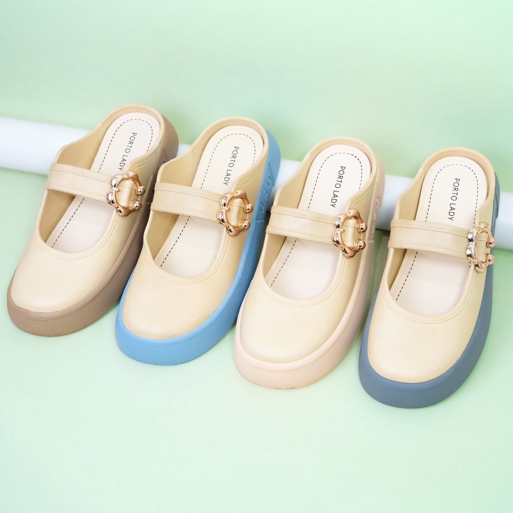 ASLI ORIGINAL Sandal Slop Porto / Sepatu Wanita Berkualitas / Sepatu Slop Wanita Mules PortoLady USD