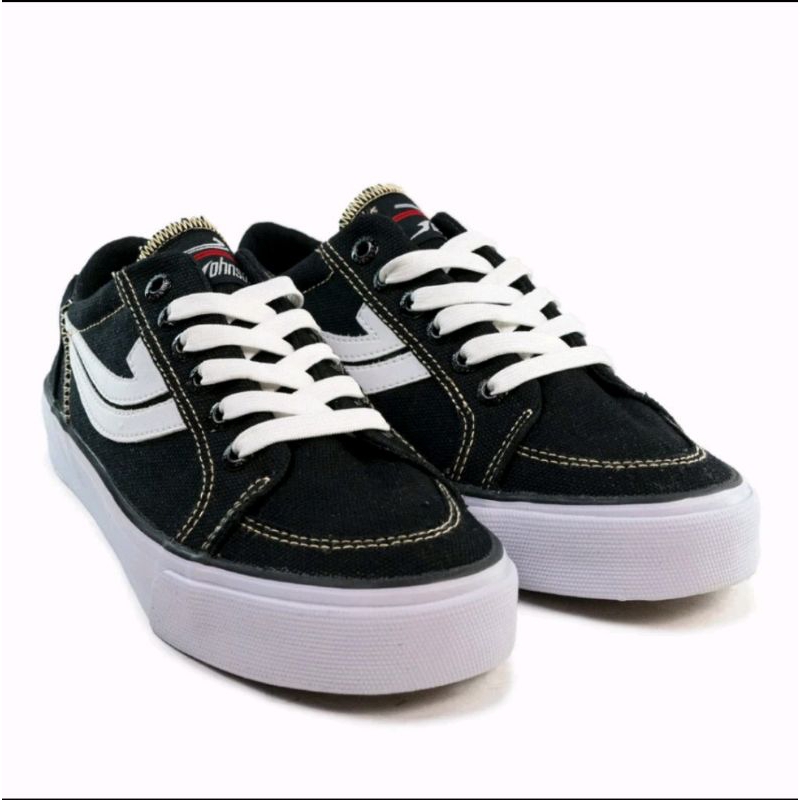 Sepatu Pria Orion Black White Johnson Sepatu Original Hitam Putih