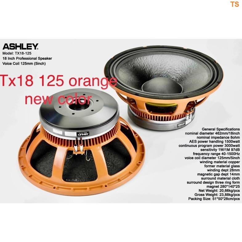 SPEAKER KOMPONEN ASHLEY TX18 125 18INCH COIL 5IN / 3000 WATT TX18-125 ORIGINAL