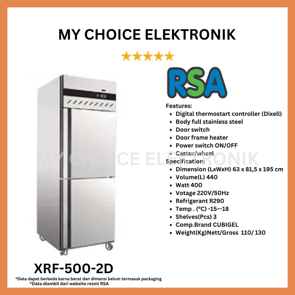 RSA XRF-500-2D S/s Upright Freezer | XRF-500-2D