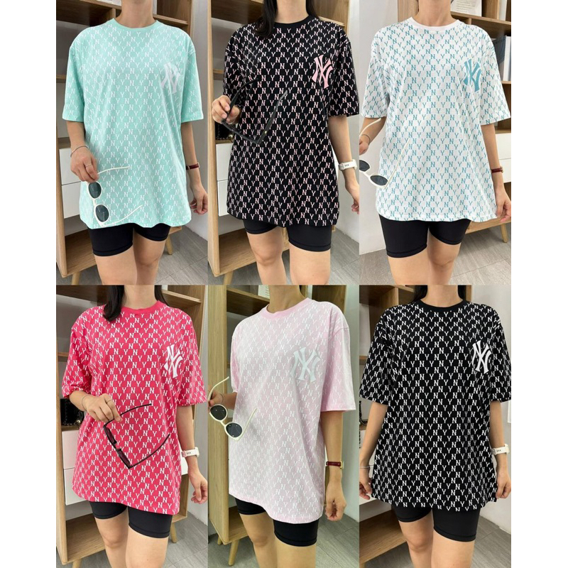KAOS COTTON MLB NY FULL PRINT / BAJU MLB / BAJU KATUN WANITA