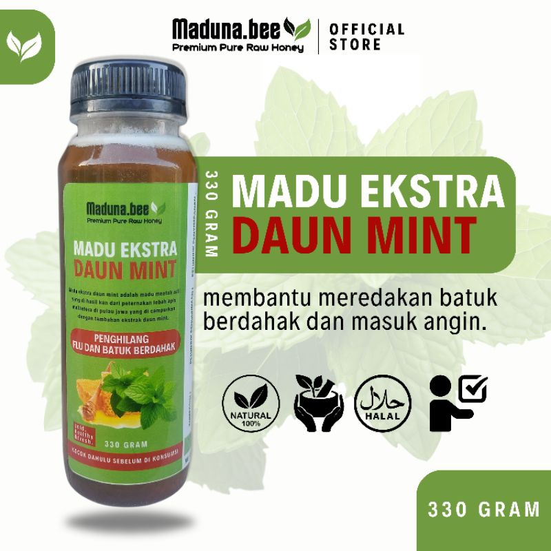 

MADU EKSTRA DAUN MINT HERBAL 330 GRAM / MADU MINT HERBAL / MADU MENTAH ASLI MURNI 100%