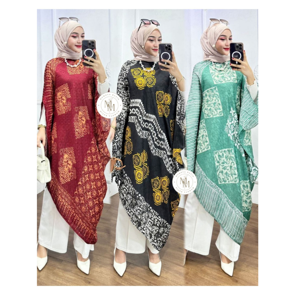 MOMOYA Blouse kaftan tunik viscose batik cap lengan kelelawar freesize baju kondangan modern ready s