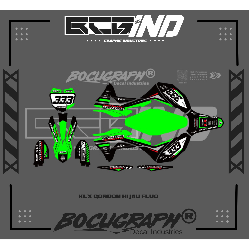 DECAL KLX GORDONS HIJAU STABILLO