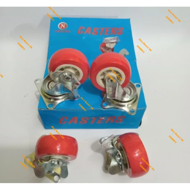 Roda Nylon Rem Merah 2" inch NEVADA / Roda Kastor / Roda Troli Meja