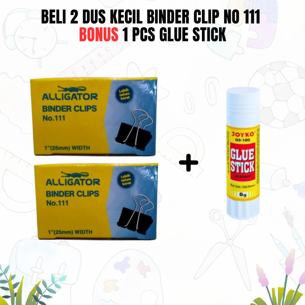 

BELI 2 GRATIS 1 / Binder Clip Alligator 111 / Glue Stick GS-100