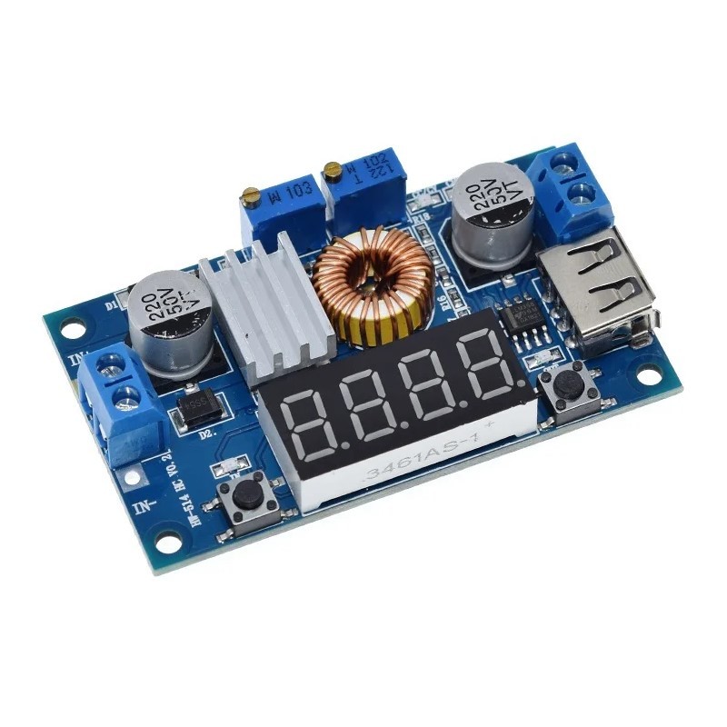 XL4015 USB DC-DC Step Down Buck Converter CC CV Adjustable 4-38V 5A 75W with Voltmeter Display - AIF