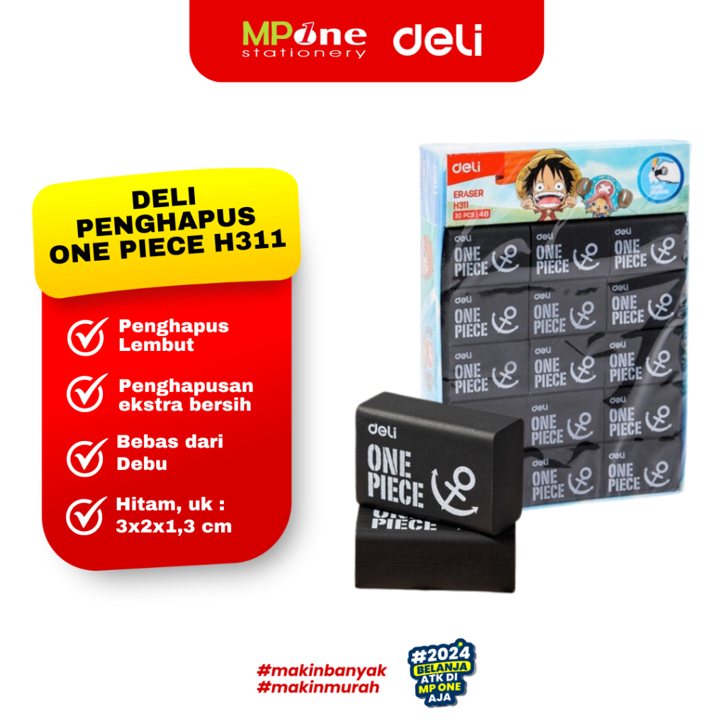 

(1 PCS) Deli Penghapus Pensil Hitam One Piece H311 / Eraser Karet Hitam deli H311