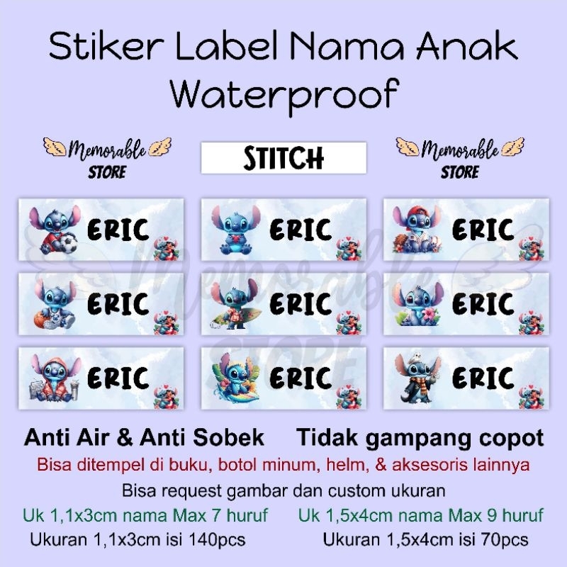 

[Isi 140pcs] Stiker Label Nama Anti Air Waterproof Motif Mobile Legends Stitch Freefire Roblox Kura Kura Ninja