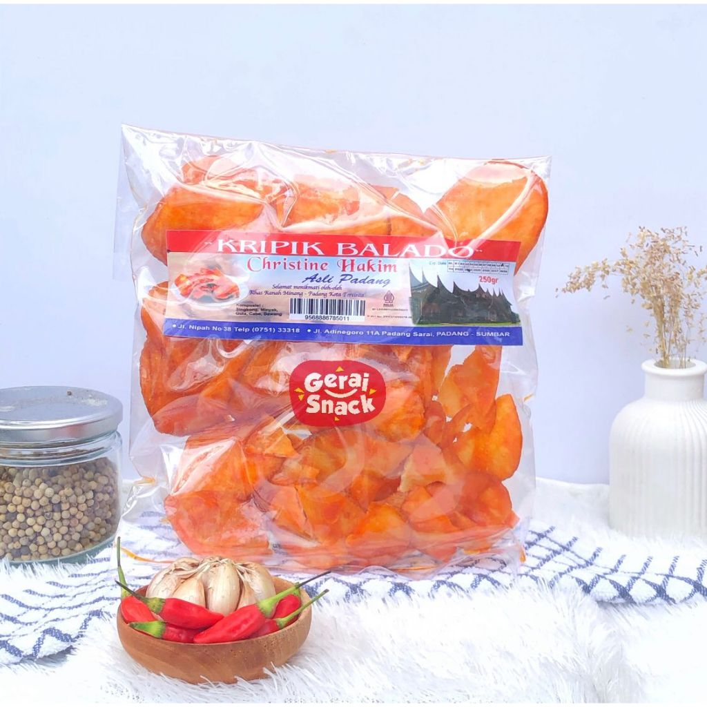 

Keripik Balado Christine Hakim Oleh2 Khas Padang 250 gr