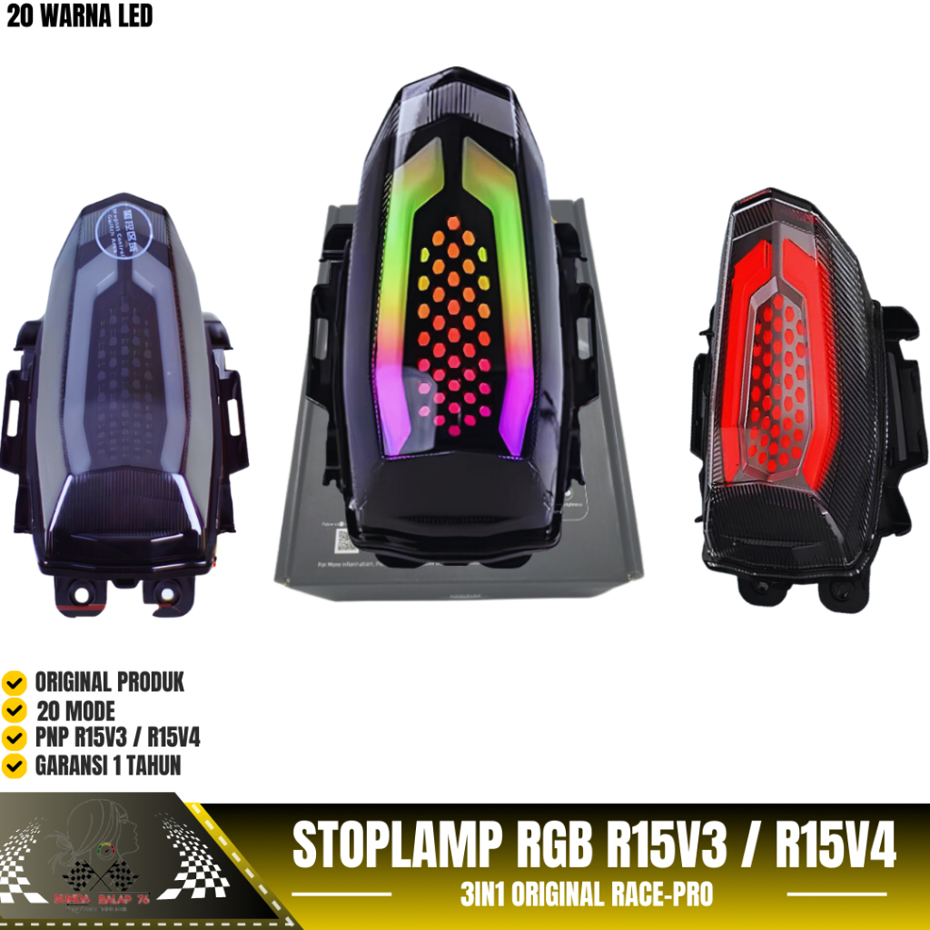 LAMPU STOP BELAKANG R15 V3 R15 V4 RGB PLUS MAGNET CONTROL STOPLAMP R15 V3 R15 V4 LAMPU REM R15
