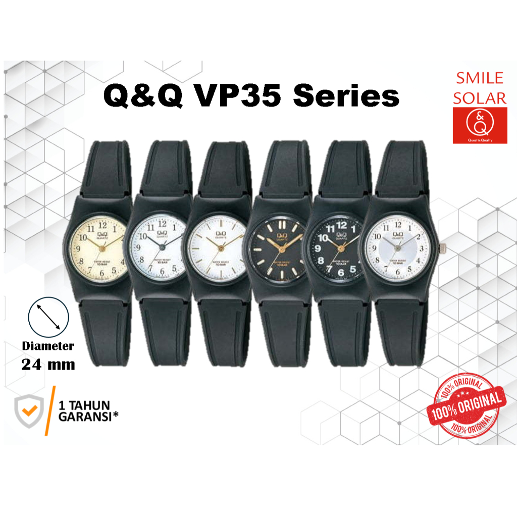 Jam Tangan Wanita Casual Rubber Karet Analog Original Q&Q QNQ QQ VP35 VP35J Series
