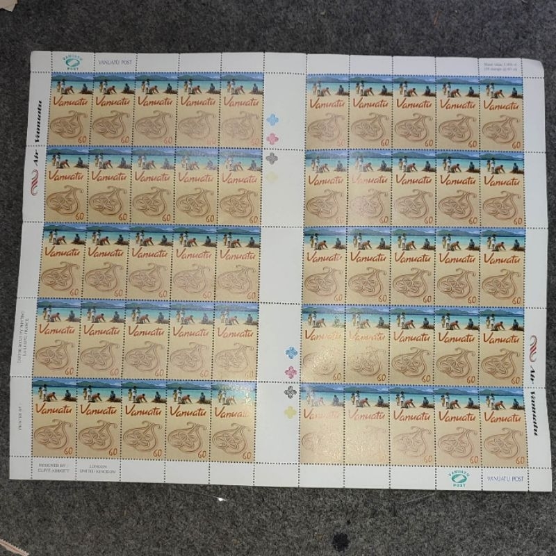 

(Gress/Baru) Perangko Asing 1 Blok Utuh 50Pcs Perangko Vanuatu nominal 60 catakan Prancis