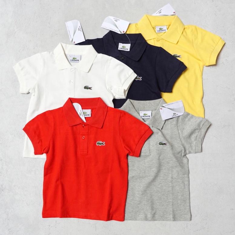KODE O85H Lacoste Kids Basic Plain Color Polo Shirt  size 27y  navy white grey red yellow  pakaian k