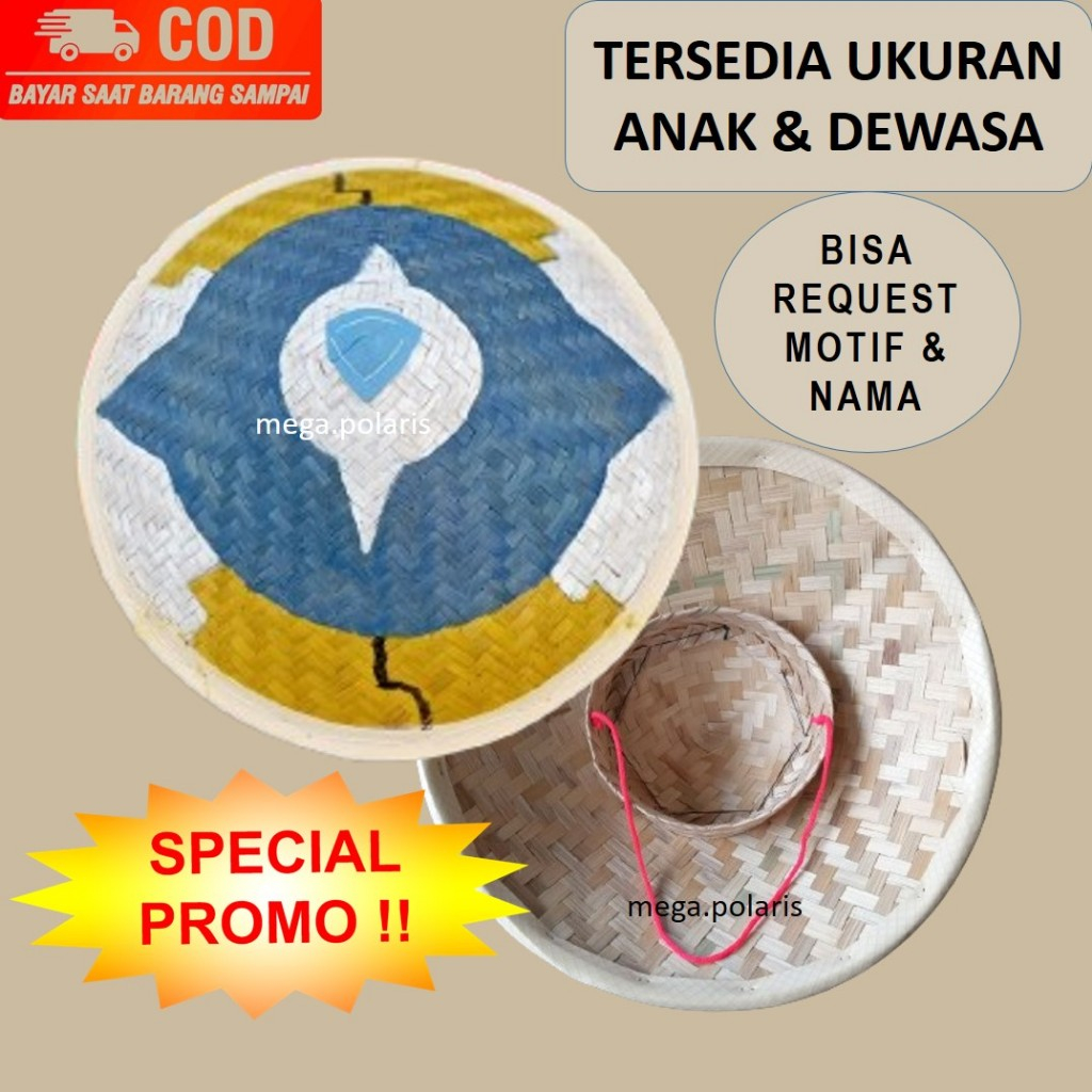 TOPI CAPING BAMBU MOTIF - TUDUNG PETANI CORAK UNIK