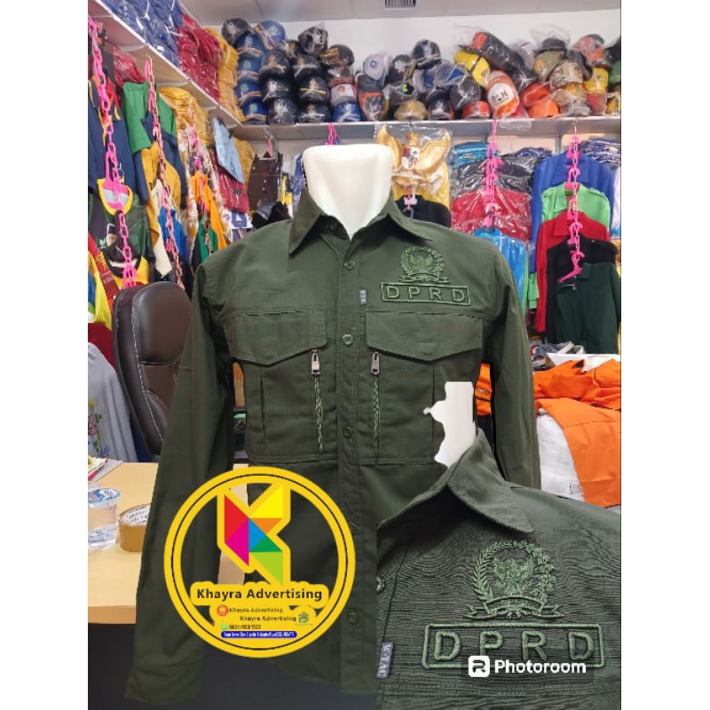 kemeja W tac DPRD bordir Timbul seragam W tac DPRD bordir Timbul hijau army