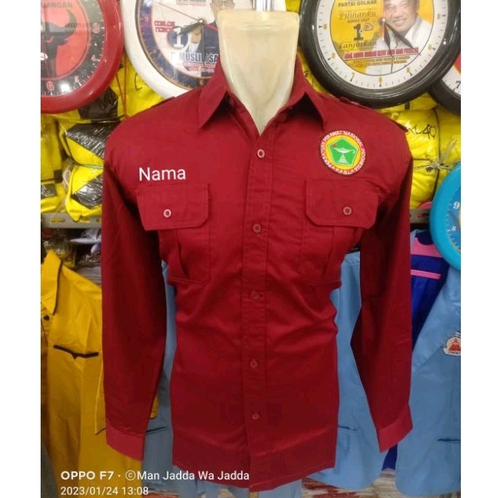 Big size kemeja ppni lengan panjang seragam persatuan perawatan nasional indonesia baju ppni bordir.