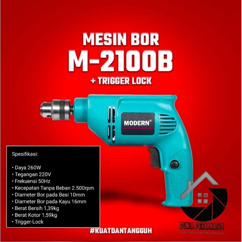 MESIN BOR 10MM M-2100B MODERN/MESIN BOR TANGAN 10MM MODERN