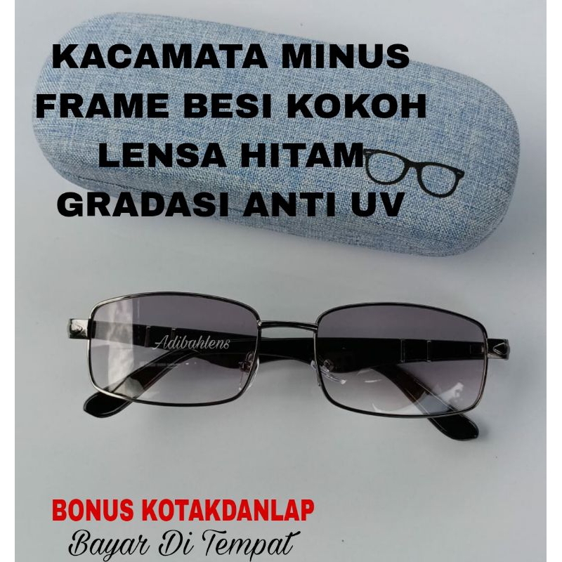 Kacamata Minus Pria Elegan Rabun jauh Lensa warna Hitam Anti Sinar Ultraviolet Teduh Kacamata Minus 
