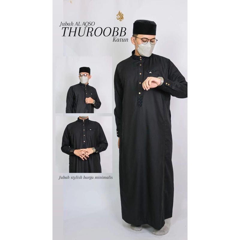 jubah al aqso slimfit lengan manset kain katun/ jubah pria muslim/gamis pria/ gamis al aqso katun/ g