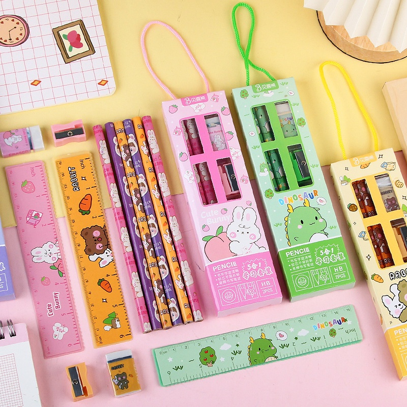 

STATIONARY SET Pensil Set 5 in 1 Karakter Lucu Alat Stationary