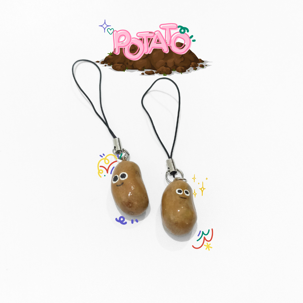 [ Kentang / Potato ] Clay Keychain / Phone Charm / Gantungan hp