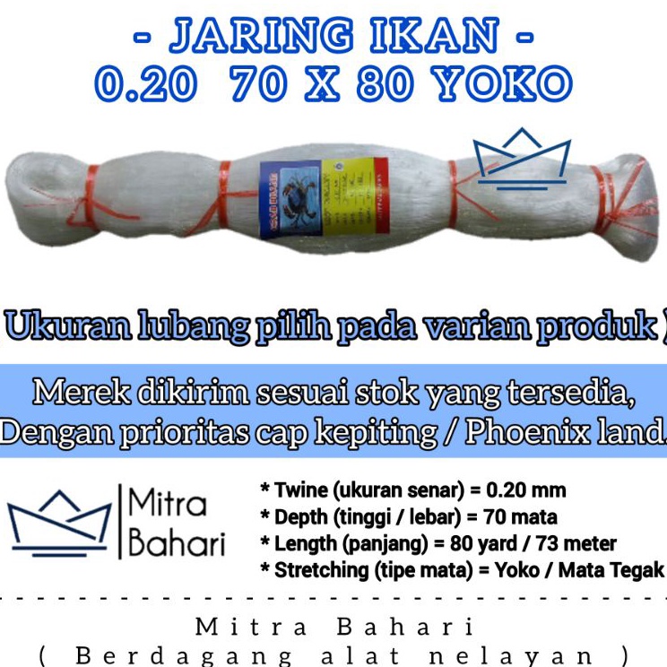 Promo Terunik  JARING IKAN 2 7X8 YOKO  PUKAT 2  JARING SENAR 2  JARING KEPITING  JARING PHOENIX LAND
