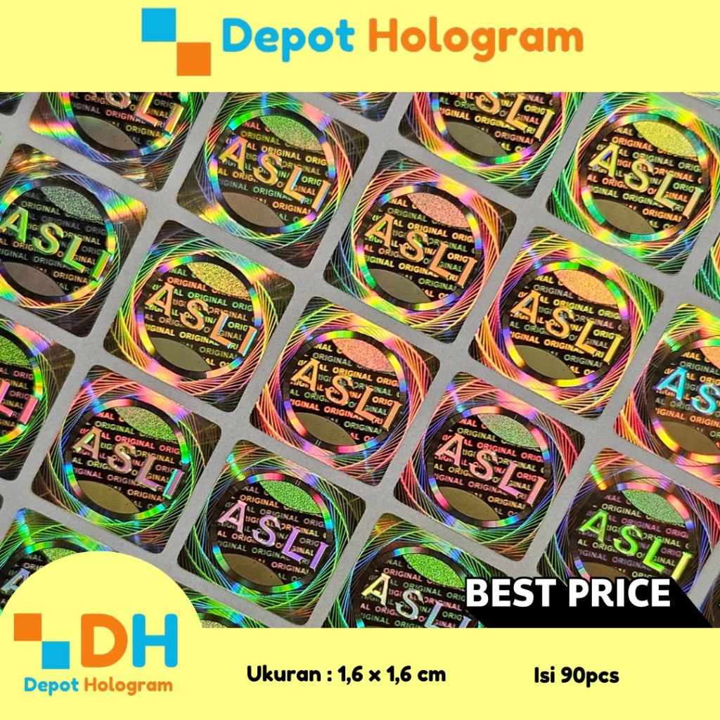 

Stiker Hologram 3D Tulisan ASLI persegi 1,5 cm - segel rusak tulisan void