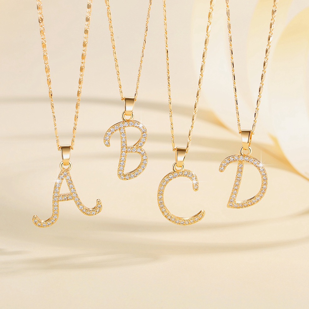 KODE I39P Lanme Jewelry Kalung Wanita Anti Karat Asli Fashion Kalung Huruf Titanium Wanita Liontin H