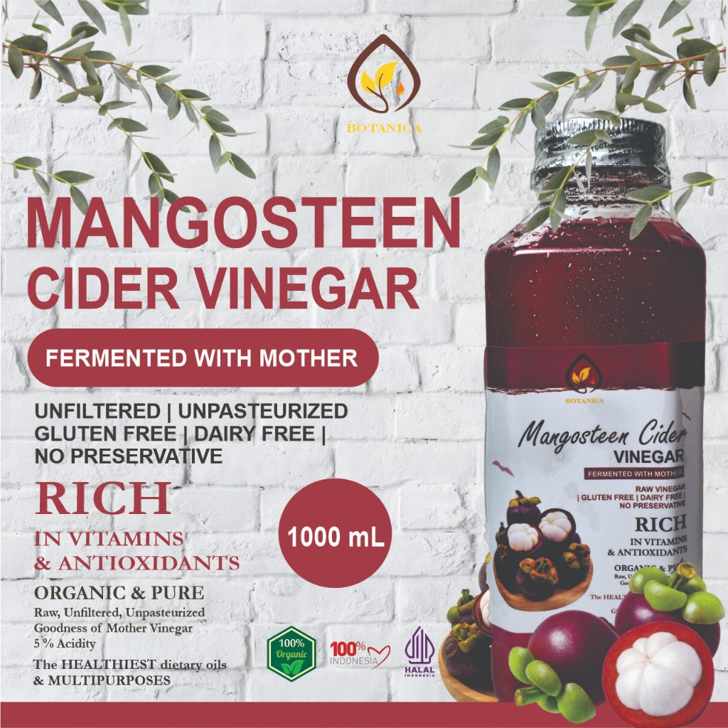 

Botanica Cuka Manggis 1000ml/1 Liter dengan Endapan Mother Fermentasi Probiotik / Mangosteen Cider Vinegar