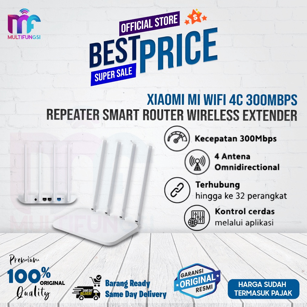 KODE V97L Xiaomi Mi Smart Router 4C 3Mbps WiFi Repeater Wireless Extender Garansi Resmi