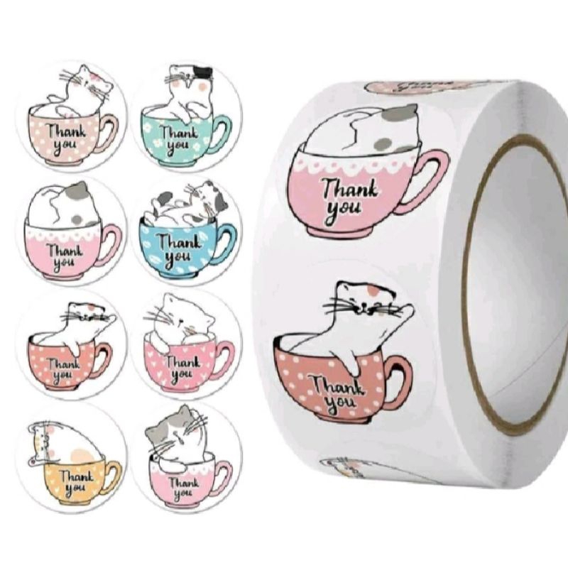 

Ready stiker thank you 1 roll isi 500pcs