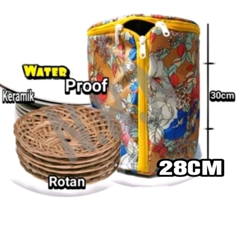 Tas Piring Jumbo Waterproof [28CM] Tahan Air 2 Lapis Full Furing/ Tas Piring Rotan/ Keramik Prasmana