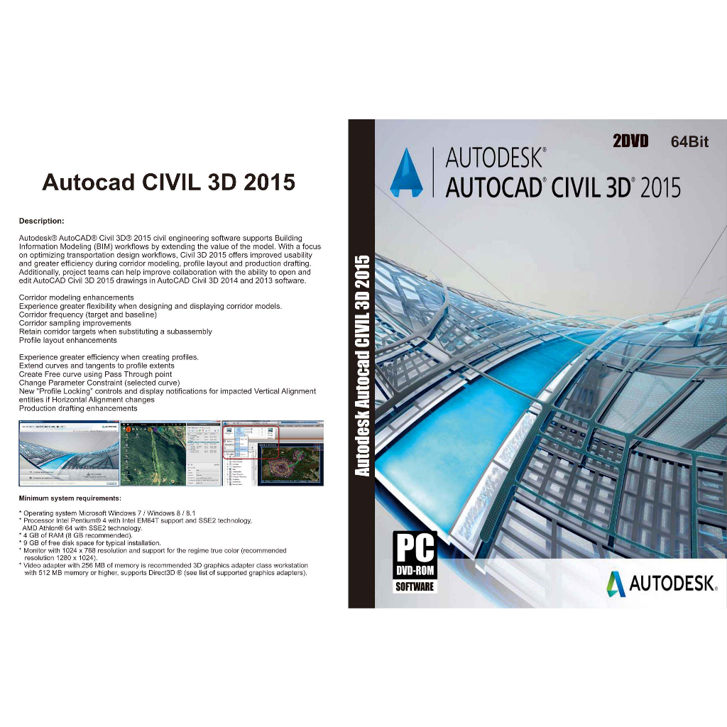 DVD AutoCAD Civil 3D 2015 64 bit