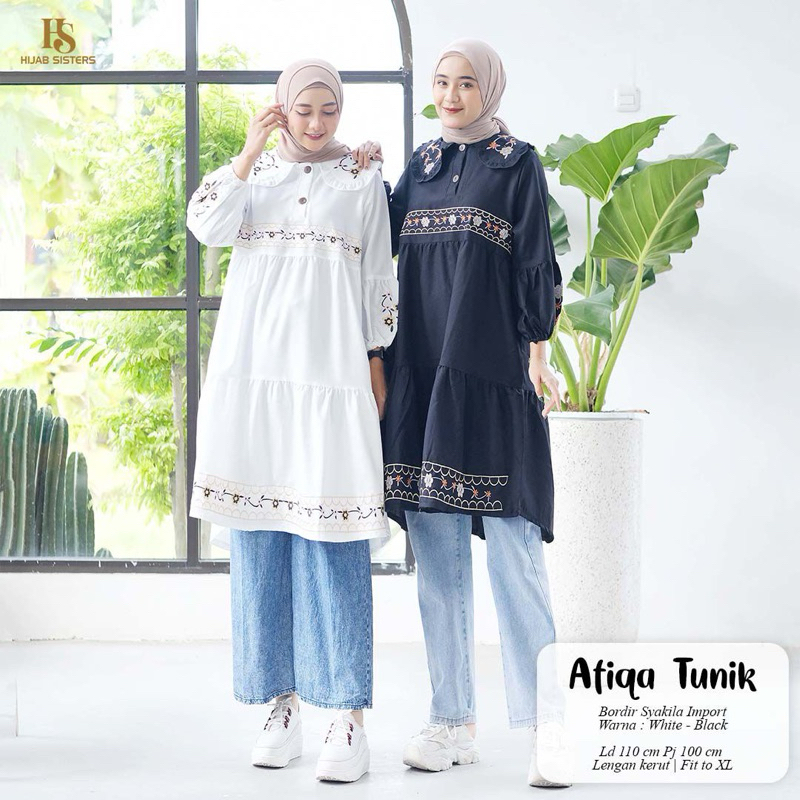 Hijabsisters - Afiqa Tunik Atasan Wanita Kekinian Shakila Bordir Bunga
