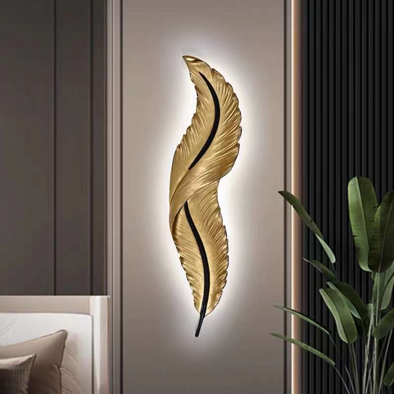 Apollo Lighting lampu Hias Dinding Kamar Tidur Tamu Teras Model Daun Bulu Feather Lamp LED 3 Colour 