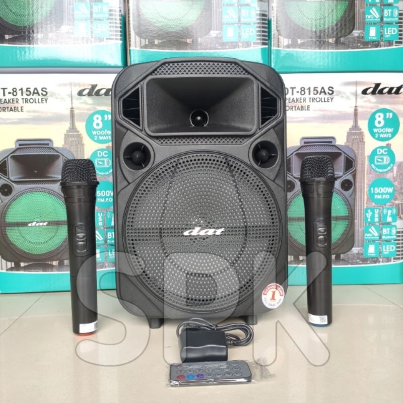 Speaker Portable DAT DT 815AS 8 inch 2 Mic Wireless