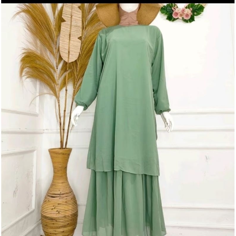 Gamis Ceruty Nabila SAGE GREEN