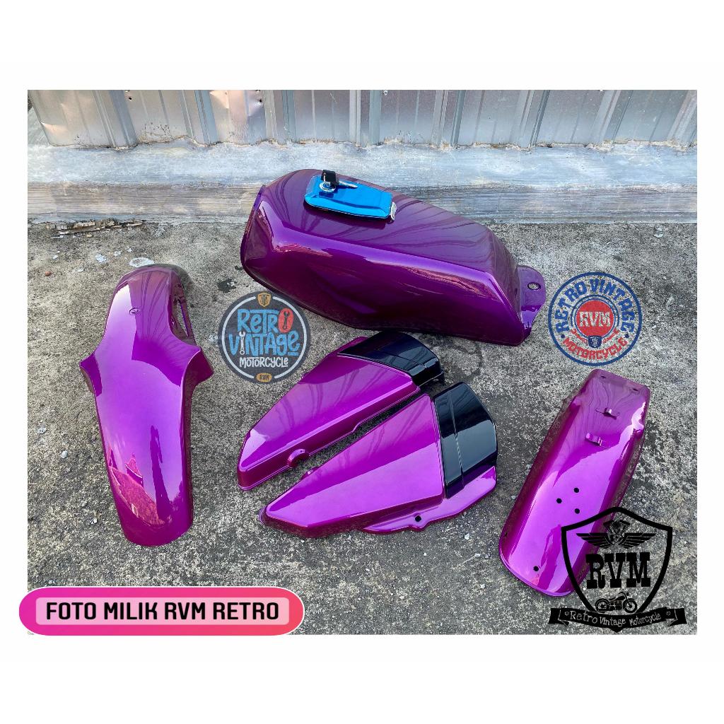 cover tangki yamaha RX King set slebor bok aki tangki RX King set warna ungu