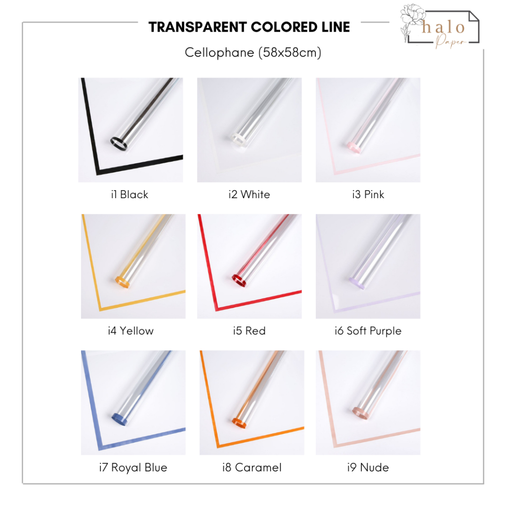 

RN (1 PACK = 20 LEMBAR) TRANSPARENT COLORED LINE - FLOWER WRAPPING PAPER CELLOPHANE TRANSPARENT