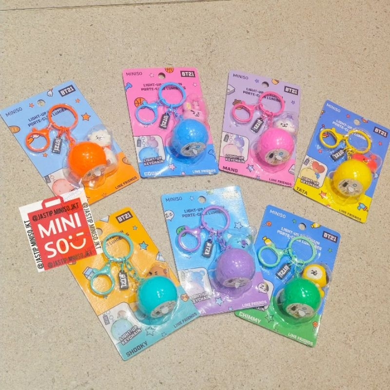MINISO x BT21 Gantungan Kunci / Light Up Keychain BT21 Collection (MANG, RJ, SHOOKY, COOKY, KOYA, TA